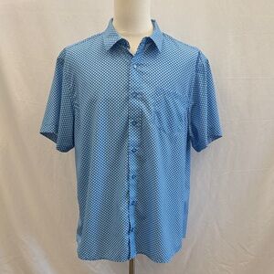 Nick Graham Stretch Modern Fit Blue Geometric Button Down Shirt